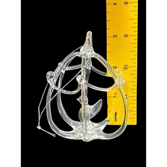 Spun Clear Glass Bird Dove in Cage Ornament 3" Holiday Decor Christmas - Picture 2 of 4